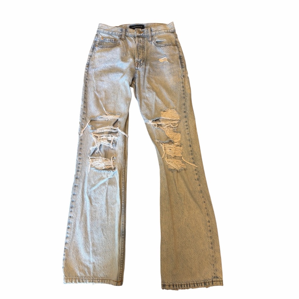 Aeropostale 90s Baggy Distressed Jeans Light Wash Ripped Denim